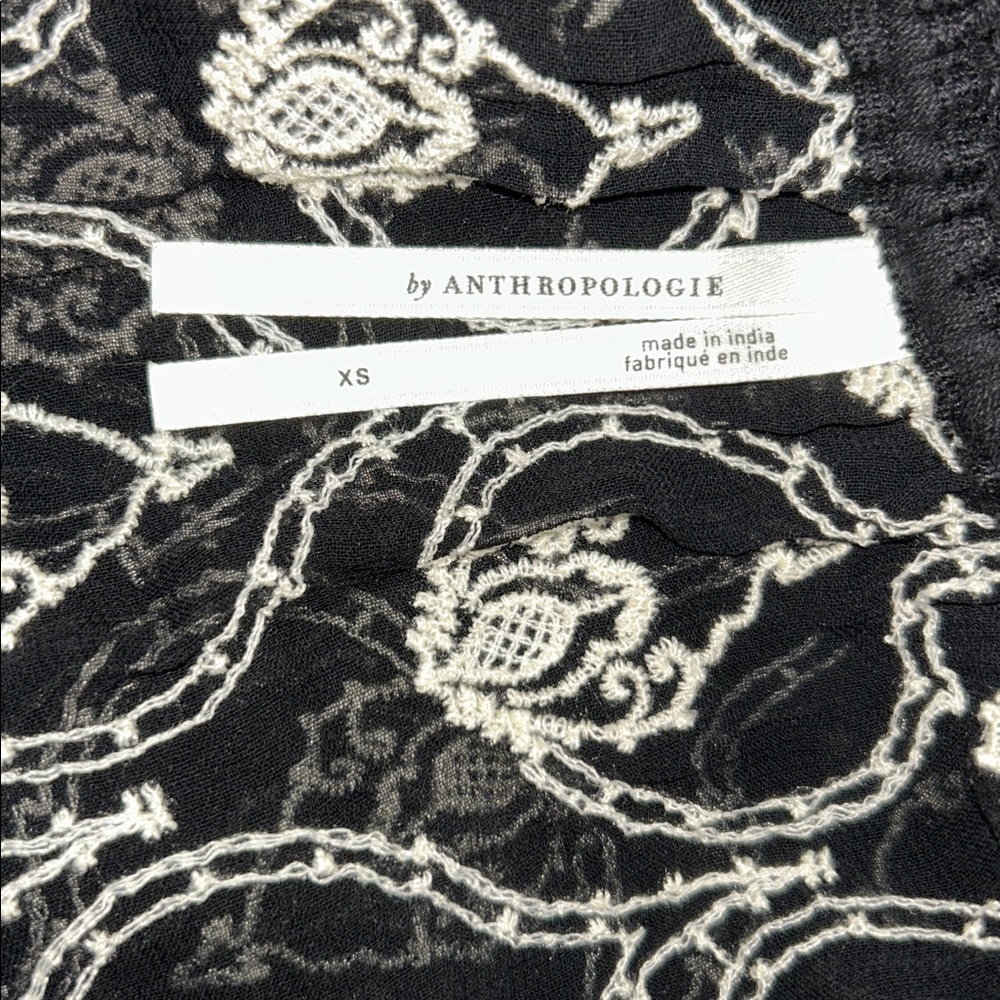 By Anthropologie women’s semi Sheer Embroidered Mini Dress XS - Picture 9 of 10